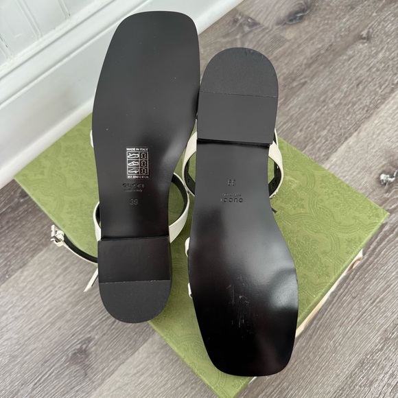 GUCCI Divine Leather Slingback Sandals white 9 - Picture 5 of 7